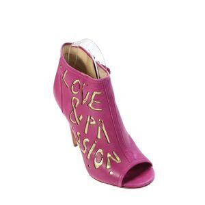 Rousseau Womens Textured Open Toe Lined Slip On High Heels Pink Size EUR 38